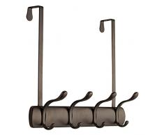 InterDesign Bruschia Appendiabiti 8 Ganci da Porta, Metallo, Marrone, 33x11.5x28.5 cm