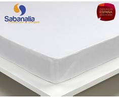 SABANALIA Impermeabile con Angoli Protettiva di Cotone, Bianco, Letto 150Â âÂ 150Â X 200Â + 31Â 