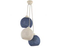 ONLI Lampada a Sospensione 3 luci, Panna/Blu