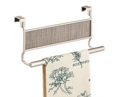 InterDesign Twillo Asta portasciugamani da porta | Porta asciugamano con accenti in plastica | Porta asciugamani bagno e cucina facile da montare | Metallo color champagne