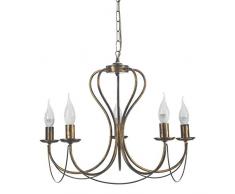 ONLI Lampadario 5 luci in Metallo Marrone spennellato Oro, Bronzo