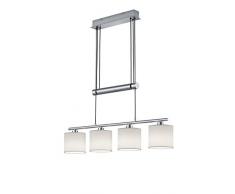 Trio Garda Lampada a Sospensione, 4 Diffusori con Bilanciere Regolabile E14, Nichel Opaco, tessuto