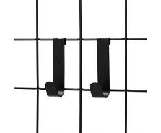 iDesign Ganci da parete in metallo, Piccolo gancio da appendere su griglia da parete in ufficio e cucina, Set da 2 Organizer gancio per vestiti e accessori, nero opaco