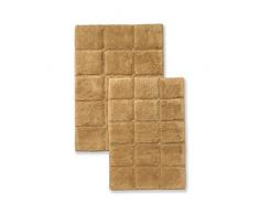 Superior - Set di tappeti per Il Bagno Antiscivolo a Scacchi, Cotone, Toast, 2 Pezzi