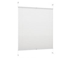 DecoProfi PL01105130 Tenda a Soffietto, Rigida, Altezza di ingombro Massima Pari allanta della Finestra, con Supporto a Morsetto per fissarla Senza Bisogno di trapanare, 105 x 130 cm, Colore Bianco