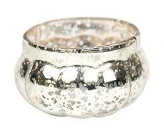 Insideretail Dimensioni: 45 x 45 x 10 cm per Porta lumino a Forma di Zucca Bicchieri in Vetro Antico, 48 Pezzi, Colore: Argento