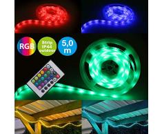 Briloner Leuchten - Striscia LED per esterni, telecomando incluso, Rosso/Blu/Giallo, LÃ¤nge: 5m