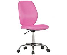 Amstyle Emma - Sedia da ufficio ergonomica per bambini con schienale girevole e regolabile in altezza, senza braccioli, in tessuto, colore: rosa, altezza complessiva: 94-106 cm, altezza seduta: 46-58 cm, altezza schienale interno: