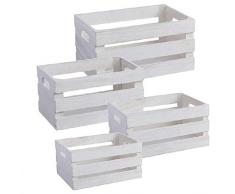 Dcasa - Set di 4 scatole in Legno, Ideali per Decorazioni Natalizie, Articoli per la casa, Unisex, per Adulti, Colore: Bianco (Bianco), Unico