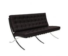 Divano Madrid in Pelle per Hotel Casa Ufficio Soggiorno Salotto Studio (Marrone, 2 Posti)