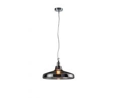 Trio Leuchten Trio 304900142 Dover Lampada Pendente da Soffitto in Vetro fumÃ©, Alluminio E27, Fumo