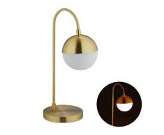 Relaxdays Lampada da Tavolo a Sfera, Moderna, E14, Camera da Letto & Soggiorno, Metallo, Vetro, 50x29x18 cm, Oro, 1 pz