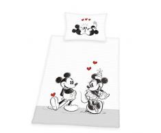 Herding Disney Mickey & Minnie Set di Biancheria da Letto, Cotton, Bianco, 160 x 210 cm, 65 x 100 cm