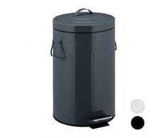 Relaxdays Cestino retrò da 12 l per Rifiuti con Pedale, Secchio Interno in Plastica, in Acciaio Inox, Colore Grigio