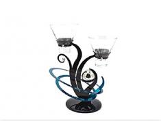 Lesser Pavey - Candelabro Doppio, 26 cm, Colore: Nero e Rosso