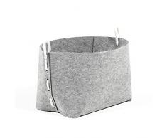 Cestino scandinavo Rotondo in Feltro con Corda, Grigio Chiaro, 26 x 36 x 30 cm