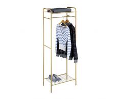 Relaxdays Sandra Armadio Appendiabiti con Mensola Inferiore per Scarpe, Metallo, Marroncino, 38x60.5x166 cm