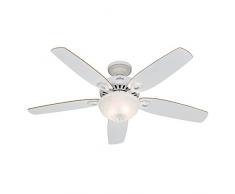 Hunter Fan Builder Deluxe Ventilatore da soffitto con Luce E14, 240 W, Bianco, 132 cm