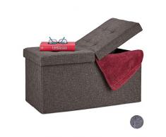 Relaxdays Panca vano portaoggetti, con Coperchio Pieghevole, per corridoio, Salotto e Camera da Letto, Colore: Marrone, 1 Pezzo