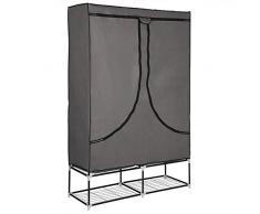 WOLTU SS5030gr Guardaroba Pieghevoli per Vestiti Armadio Panno Appendiabito Tubi Dacciaio Copertura Stoffa Tessuto Resistente Grande 118x46x180cm Grigio