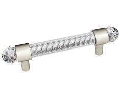 Decostyle - Maniglia per Ante e cassetti con Elementi Swarovski, Ottone, Silver Matt, 15 x 2 x 4 cm