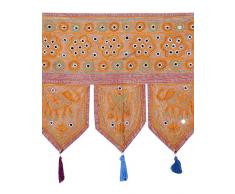 RAJRANG, Decorazione da Appendere per Porta, in Cotone con Ricami e specchietti, Marrone (Braun)