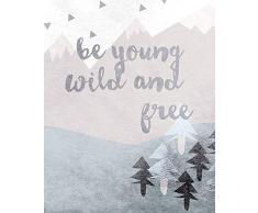 Komar - Quadro da Parete Wild And Free Poster, per Soggiorno, Camera da Letto, Decorazione, Stampa Artistica Senza Cornice Disponibile in 3 Misure, Multicolore, P105C-40x50