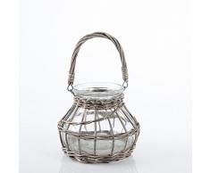 DiKasa Lanterna Vetro Vimini Grigio 16H14