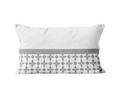 Soleil docre Damier - Cuscino Decorativo, in Cotone, 32 x 50 cm, Colore: Bianco