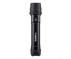 Varta 18704101421 Indestructible F30 Torcia Elettrica da Mano, LED, 3 Watt e 6 Batterie AA Incluse, 450 Lumen, 265 Metri, 65 Ore, Resistente a Urti e 0.1 W, Nero