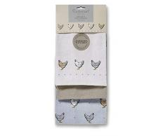 Cooksmart Farmers Kitchen 3 Pack Tea Towels Confezione da 3 Strofinacci, Blu, 45 x 65cm