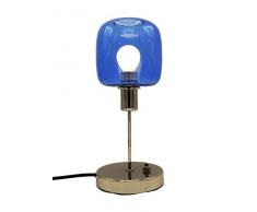 SP Light and Design Diva Shirley Vetro B, Struttura Metallizzata Oro Lampada da Tavolo 4 W, Blu