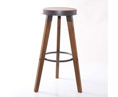 DiKasa Home Sgabello Alto, Legno, Antracite, 31x31x74 cm