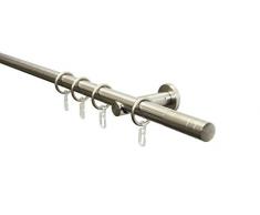 Gardinia Asta per Tende Set Filo 1 Binario Ã 20 mm Acciaio Inox 120 cm, Metallo Effetto
