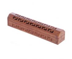 lotusandlime Sheesham-Scatola di incenso in Legno con traforatura Geometrica, Misto, Height Length 31cm Depth 6cm