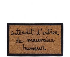 laroom Zerbino Motivo interdit D entrer de mauvaise humeurnatural, Coir And PVC, Marrone, 40Â x 70Â x 1.8Â cm