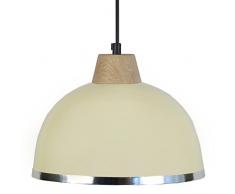 Tosel 15564 mezza sfera zigrinato, B-Lampada a sospensione in lamiera di acciaio, vernice epossidica e PVC, 245 x 900 mm, colore: cromato, Crema, 245 x 900 mm