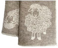 Jowollina Silkeborg Wolli - Coperta Double-Face in 100% Lana, 130 x 200 cm, Colore: Bianco/Naturale