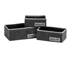 Premier Housewares Set di 3 Scatole Portatutto, Cartone, Feltro, Grigio