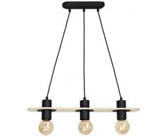 Homemania HOMAX_4603 Lampada a Sospensione Andromeda Nero in Metallo, Legno, 60 x 8 x 65 cm