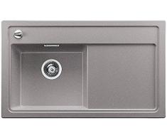 BLANCO Zenar 45Â S, Cucina Tagliere in Vetro, Silgranit PuraDur lavello, Vasca Sinistra Alluminio Metallizzato