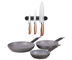 Bergner PK1646 - Set di coltelli e padelle Ã20 Ã24 e Ã28 in alluminio forgiato, a induzione, Masterpro