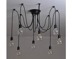 Homemania Lampada A Sospensione Wire Colore Nero in Metallo, Vernice Elettrostatica-Per Salotto, Soggiorno, Cucina, Camera, Ufficio E27, Taglia unica
