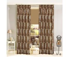 Tende con Occhielli, Motivo Floreale, Poliestere 90 x 72 Pollici Foderato (Extra Wide Grande) Brown (Cioccolato Moka caffÃ¨)