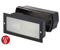 Velamp Brick Faretto segnapasso per Esterno: IP54. con Attacco per lampadine E27, Compatibile LED. Cassetta da Incasso Inclusa, Nero