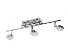 Sulion Midi Lampada da soffitto con 3Â faretti LED, 15Â W, Nichel, Vetro opalescente, 50.5Â x 8Â x 17Â cm, Cromo, 50.5 x 8 x 17 cm