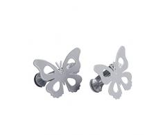 Dolcezza da Interno 2 fermatenda 7 x 5,8 cm Metallo Verniciato Farfalla Grigio