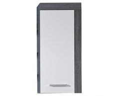 trendteam Bagno Armadietto pensile, Armadio da Parete Miami Maine, 36 x 79 x 23 cm, cassettiera Sardegna in Argento Fumo Decorativo, facciata Bianca, Molto capiente