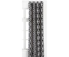 Home Maison 09320-8-AL Tenda in Tessuto Jacquard con Occhielli, 135 x 260 cm, Nero, 135 x 260