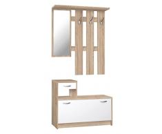 13Casa - Hola A3 - Mobile ingresso. Dim: 100x25x180 h cm. Col: Bianco, Rovere. Mat: Nobilitato.
